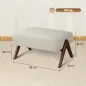 Reposapiés de Salón Taburete Bajo con Asiento Acolchado Patas de Madera para Sala de Estar Dormitorio 69x47x36 cm Beige