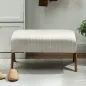 Reposapiés de Salón Taburete Bajo con Asiento Acolchado Patas de Madera para Sala de Estar Dormitorio 69x47x36 cm Beige