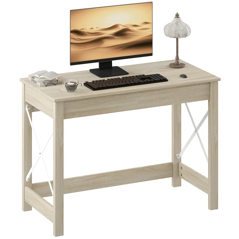 Escritorio Moderno Mesa Escritorio Mesa de Ordenador Fácil de Montar para Oficina Estudio 105x50x76 cm Natural