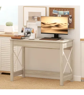 Escritorio Moderno Mesa Escritorio Mesa de Ordenador Fácil de Montar para Oficina Estudio 105x50x76 cm Natural