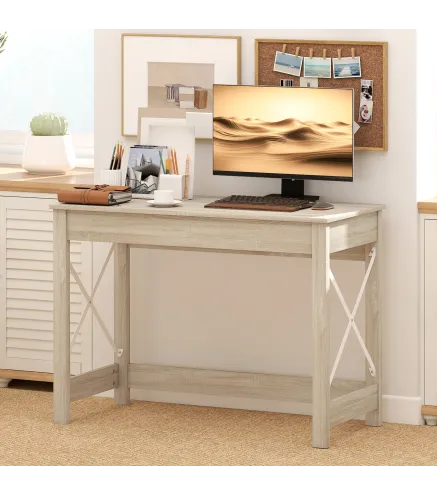 Escritorio Moderno Mesa Escritorio Mesa de Ordenador Fácil de Montar para Oficina Estudio 105x50x76 cm Natural