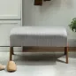 Reposapiés de Salón Taburete Bajo con Asiento Acolchado Patas de Madera para Sala de Estar Dormitorio 69x47x36 cm Gris