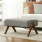 Reposapiés de Salón Taburete Bajo con Asiento Acolchado Patas de Madera para Sala de Estar Dormitorio 69x47x36 cm Gris