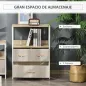 Cómoda Mueble de Almacenamiento cómoda 4 cajones Extraíbles 1 estante 58x29x103 cm Gris Blanco