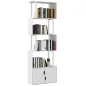 Librería de 5 Niveles en Forma de S con 5 Estantes y 2 Puertas para Sala de Estar Oficina 60x23,8x179,2 cm Blanco