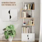 Librería de 5 Niveles en Forma de S con 5 Estantes y 2 Puertas para Sala de Estar Oficina 60x23,8x179,2 cm Blanco