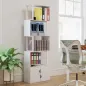 Librería de 5 Niveles en Forma de S con 5 Estantes y 2 Puertas para Sala de Estar Oficina 60x23,8x179,2 cm Blanco