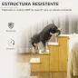 Escalera para Mascotas Escalones para Perros Gatos con Acolchados Desmontables Carga 30 kg 40x59x54,2 cm Natural y Crema