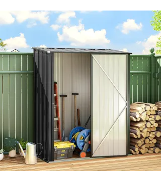 Cobertizo de Jardín Exterior 1,34 m² 161,5x94,5x196 cm con Puerta y Cerradura para Almacenamiento de Herramientas Negro