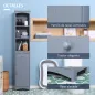 Armario Alto de Baño Estrecho con 1 Cajón y 3 Estantes Abiertos Estilo Moderno 34x24x170 cm Gris