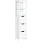Armario Alto de Baño Estrecho con 3 Cajones y 2 Estantes Abiertos Estilo Moderno 30x30x141,6 cm Blanco