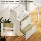 Cajonera de Escritorio con 2 Cajones Frentes Acanalados Mueble Archivador para Tamaño A4 o Carta 40x40x71 cm Blanco