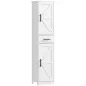 Armario Alto de Baño Estrecho con 2 Puertas 1 Cajón y 2 Estantes Ajustables Estilo Rústico 40x30x170 cm Blanco