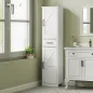 Armario Alto de Baño Estrecho con 2 Puertas 1 Cajón y 2 Estantes Ajustables Estilo Rústico 40x30x170 cm Blanco