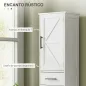 Armario Alto de Baño Estrecho con 2 Puertas 1 Cajón y 2 Estantes Ajustables Estilo Rústico 40x30x170 cm Blanco