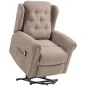 Sillón Relax Reclinable Eléctrico Levanta Personas con Respaldo Alto Capitoné Control Remoto Marrón Claro
