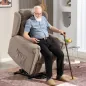 Sillón Relax Reclinable Eléctrico Levanta Personas con Respaldo Alto Capitoné Control Remoto Marrón Claro