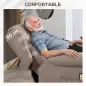 Sillón Relax Reclinable Eléctrico Levanta Personas con Respaldo Alto Capitoné Control Remoto Marrón Claro