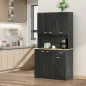 Alacena de Cocina con 1 Cajón 6 Puertas y Estantes Ajustable Estilo Moderno 101x39x180 cm Negro
