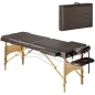 Camilla Masaje Plegable de Madera de 3 Zonas con Altura Respaldo Reposacabezas Ajustables Brazos 215x60x62-89 cm Marrón