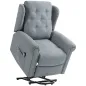 Sillón Relax Reclinable Eléctrico Levanta Personas con Respaldo Alto Capitoné Control Remoto Gris