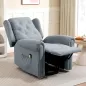 Sillón Relax Reclinable Eléctrico Levanta Personas con Respaldo Alto Capitoné Control Remoto Gris