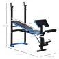 Banco de Musculación Banco de Pesas con Soporte para Barra y Respaldo Ajustable para Entrenamiento en Casa Gimnasio Azul