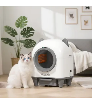 Arenero Gatos Autolimpiable 80L Eliminación de Olores Control de APP Protección de Seguridad 1 Rollo de Bolsas de Basura