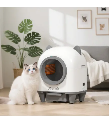 Arenero Gatos Autolimpiable 80L Eliminación de Olores Control de APP Protección de Seguridad 1 Rollo de Bolsas de Basura