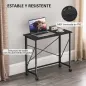 Escritorio Plegable con Ruedas y Estructura Resistente Ideal para Oficina y Estudio 80x40x75 cm Negro