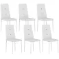 Juego de 6 Sillas de Comedor Tapizada en PU con Respaldo Alto con Botones y Patas de Acero Diseño Moderno Blanco