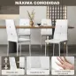 Juego de 6 Sillas de Comedor Tapizada en PU con Respaldo Alto con Botones y Patas de Acero Diseño Moderno Blanco