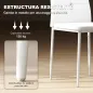 Juego de 6 Sillas de Comedor Tapizada en PU con Respaldo Alto con Botones y Patas de Acero Diseño Moderno Blanco