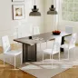 Juego de 6 Sillas de Comedor Tapizada en PU con Respaldo Alto con Botones y Patas de Acero Diseño Moderno Blanco