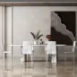 Juego de 6 Sillas de Comedor Tapizada en PU con Respaldo Alto con Botones y Patas de Acero Diseño Moderno Blanco