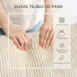 Sofá de 3 Plazas Tapizado en Pana con 2 Almohadas Reposabrazos y Cojín de Muelles para Salón 212x80x88 cm Crema
