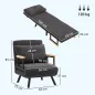 Sofá Cama Individual Plegable Silla Cama Convertible 4 en 1 Respaldo Ajustable de 5 Niveles y Almohada 63x73x81 cm Gris