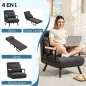 Sofá Cama Individual Plegable Silla Cama Convertible 4 en 1 Respaldo Ajustable de 5 Niveles y Almohada 63x73x81 cm Gris