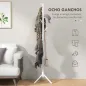 Perchero de Pie de Madera Forma de Árbol con 8 Ganchos para Colgar Ropa Bolsos en Pasillo Entrada 40x40x165 cm Blanco