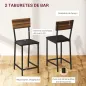 Conjunto de Mesa de Bar con Laterales Abatibles Soporte para Vinos y 2 Taburetes de Estilo Industrial Marrón y Negro