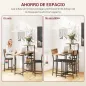 Conjunto de Mesa de Bar con Laterales Abatibles Soporte para Vinos y 2 Taburetes de Estilo Industrial Marrón y Negro