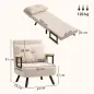 Sofá Cama Individual Plegable Sofá Cama Convertible 4 en 1 Respaldo Ajustable de 5 Niveles y Almohada 63x73x81 cm Beige