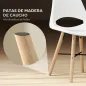 Pack de 2 Sillas de Comedor de Plástico con Respaldo Curvado y Patas de Madera de Caucho Blanco