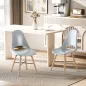 Pack de 2 Sillas de Comedor de Plástico con Respaldo Curvado y Patas de Madera de Caucho Gris