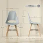 Pack de 2 Sillas de Comedor de Plástico con Respaldo Curvado y Patas de Madera de Caucho Gris