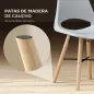 Pack de 2 Sillas de Comedor de Plástico con Respaldo Curvado y Patas de Madera de Caucho Gris
