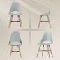 Pack de 2 Sillas de Comedor de Plástico con Respaldo Curvado y Patas de Madera de Caucho Gris