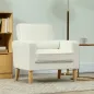 Butaca de Salón Tapizado en Terciopelo Sillón de Lectura con Asiento con Botones y Patas de Madera para Dormitorio Crema