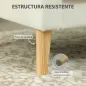 Butaca de Salón Tapizado en Terciopelo Sillón de Lectura con Asiento con Botones y Patas de Madera para Dormitorio Crema