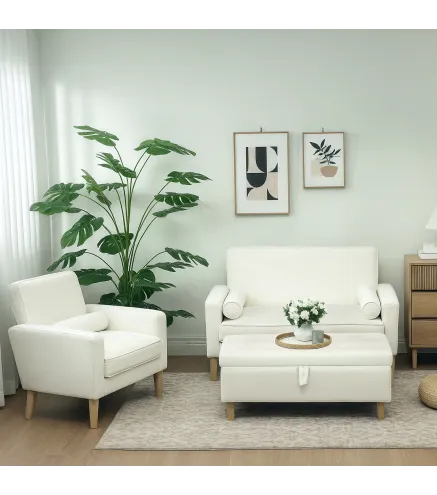 Banco de Almacenamiento Baúl Tapizado de Terciopelo con Patas de Madera Capacidad 71L 100x50x43 cm Blanco Crema